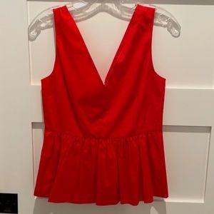 J Crew Double V Poplin Red Top size 00